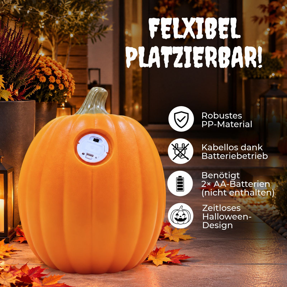 Halloween Kürbis mit LED Halloweendeko Partydekoration Leuchtkürbis