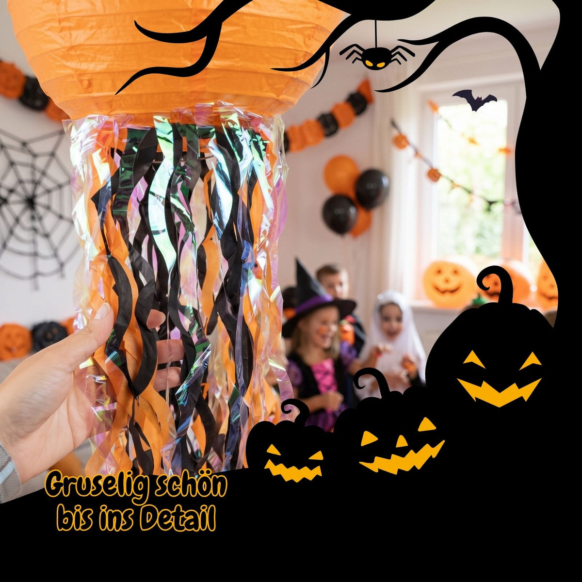3er-Set Kürbis-Papierlaterne Halloweendeko Partydekoration Papierlampion