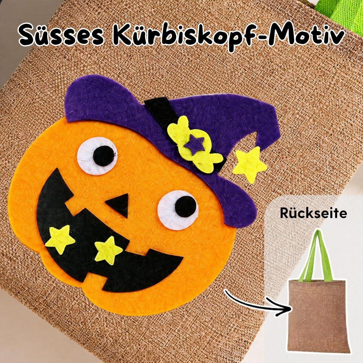 Halloween-Süssigkeitentasche Leinenbeutel Trick-or-Treat-Tasche Beutel