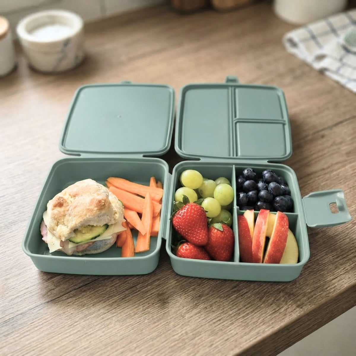 Brotdose mit Besteck Meal-Prep-Box Snackbehälter Znünibox Lunchbox