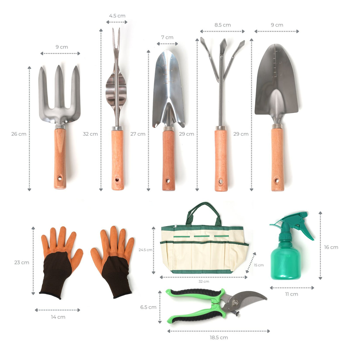 Gartenwerkzeug-Set 9-teilig mit Tasche Gartengeräte Gartenpflege