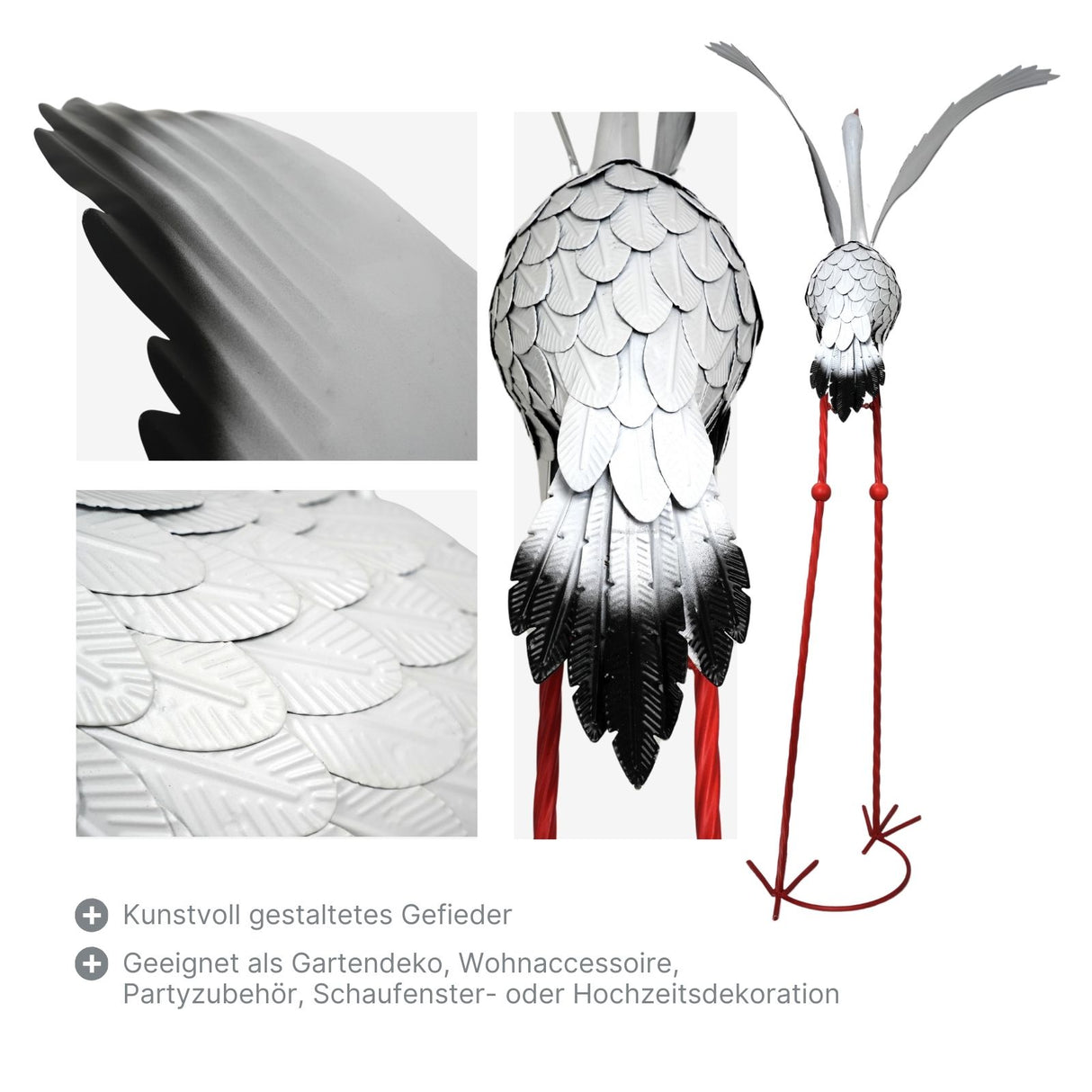 Kranich Metall Dekofigur Gartendekoration Gartenfigur Gartenskulptur