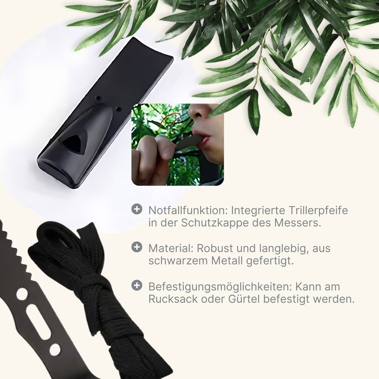 Multifunktionales 7in1 Outdoor-Besteck Gabel Messer Löffel Flaschenöffner Pfeife Schaber Seilöse