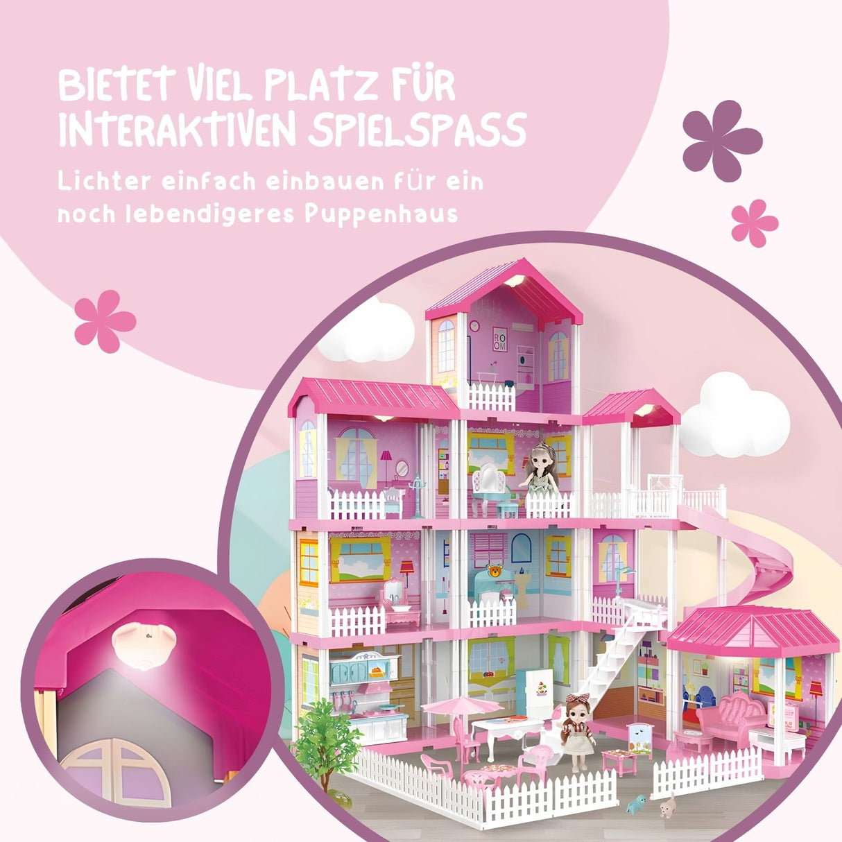 Puppen Haus Spielhaus Villa Stube Möbel Spielzeug Residenz Schloss