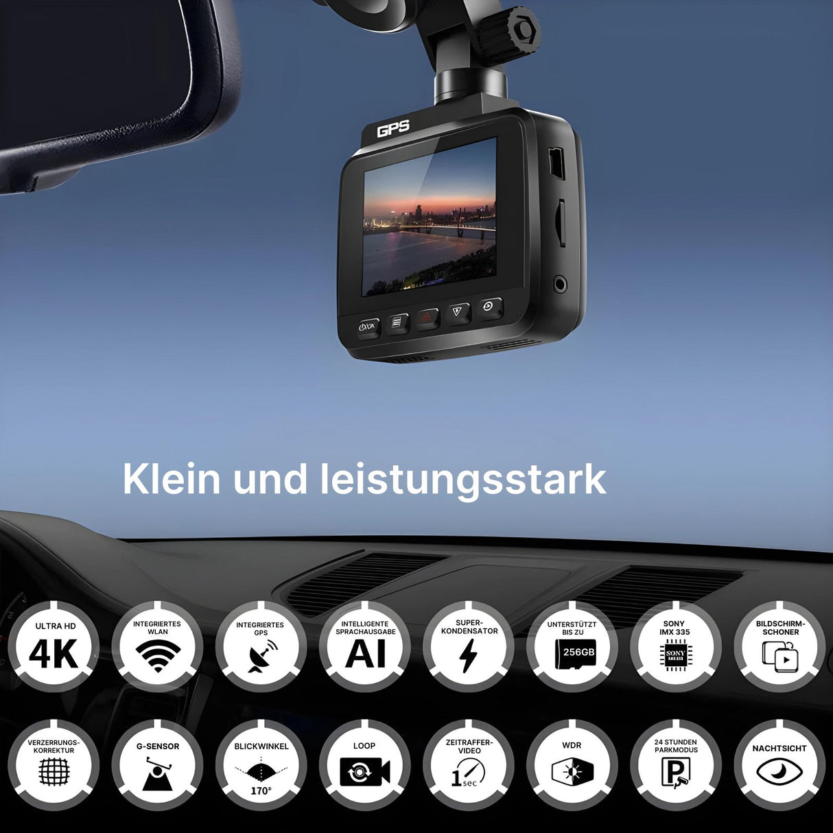 4K Dual-Dashcam Onboard-Kamera Autofront-Kamera Nachtsichtkamera Auto