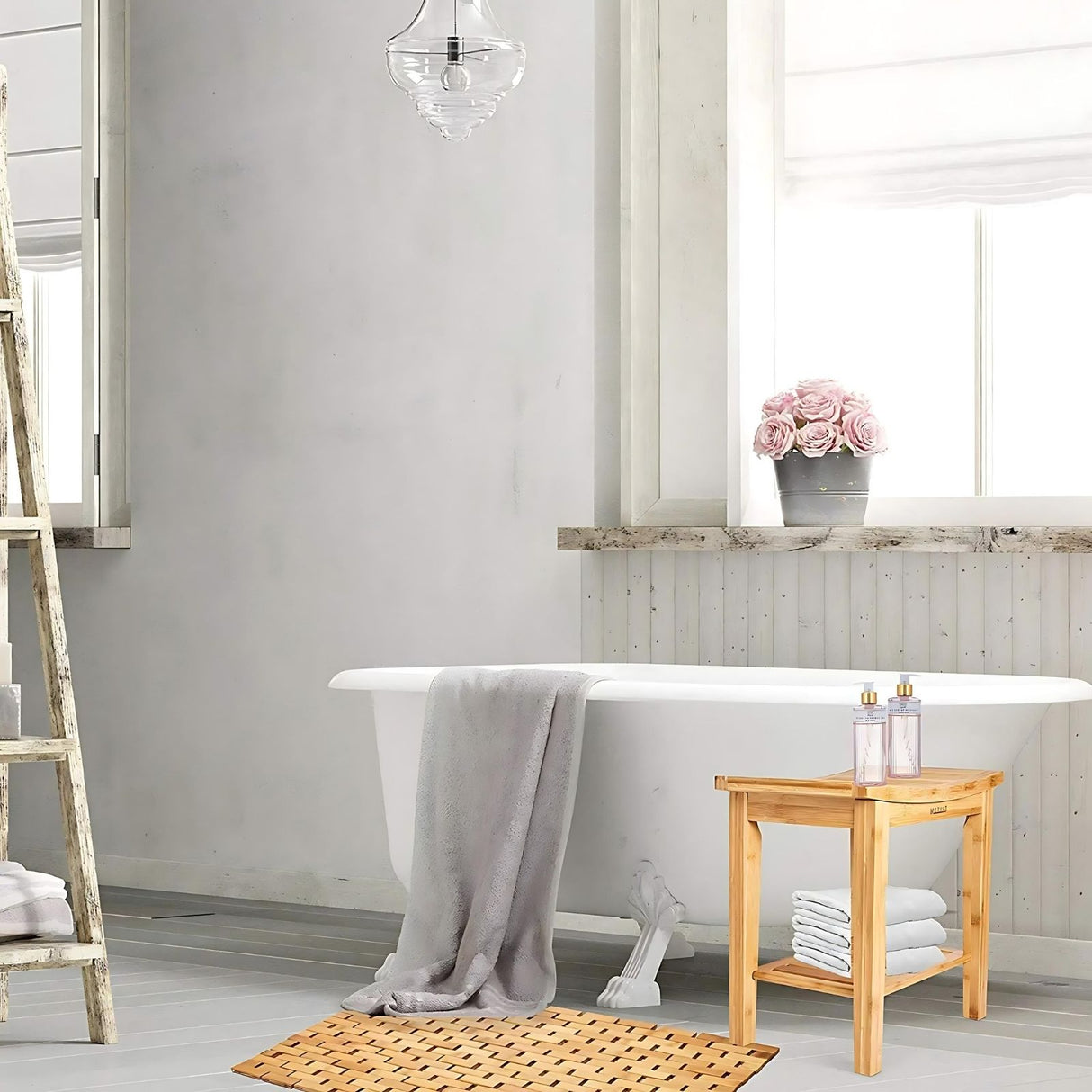Bamboo Fussmatte Bambus Badteppich Badematte Badezimmerläufer