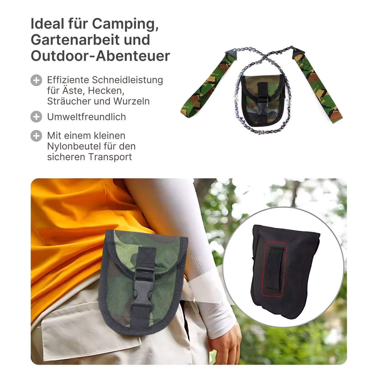 Survival-Säge Pocket Saw Taschensäge Handkettensäge Camping-Handsäge