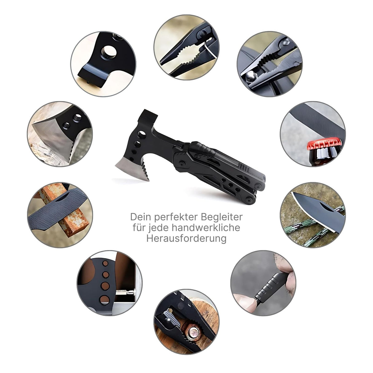 15in1 Multifunktions-Axt Multi-Tool-Beil Hammer Zange Messer Schraubendreher Feile