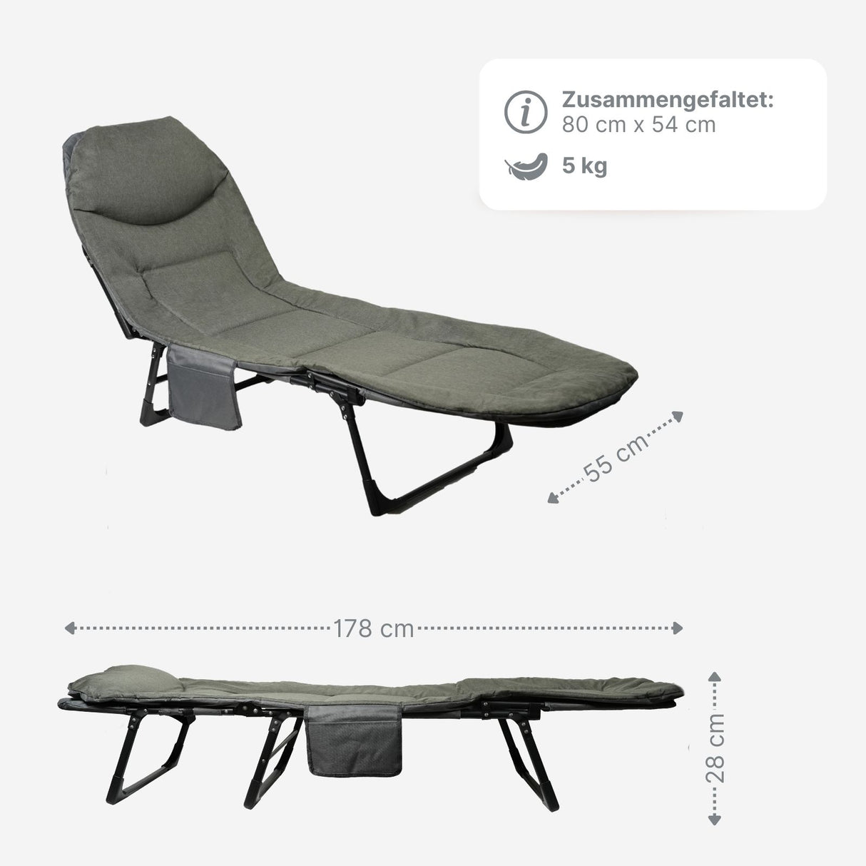 Campingliege Outdoor-Liege Feldbett Sonnenliege Klappbett