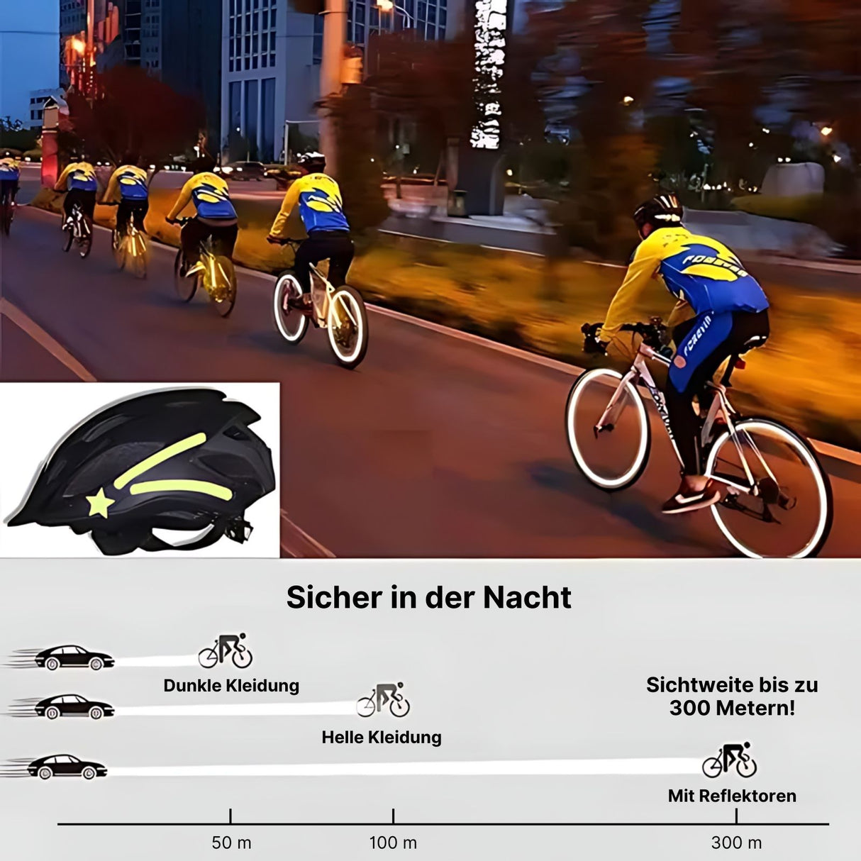 42-tlg. Set Leuchtaufkleber Reflektierende Sticker Reflektor-Sticker Veloaufkleber