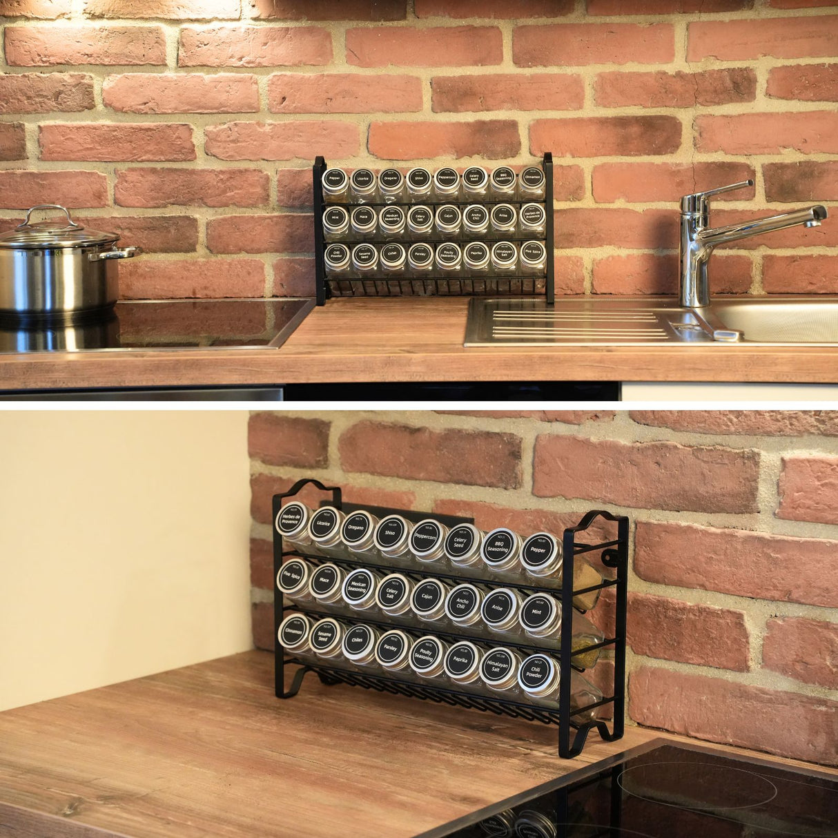 Gewürzregal-Set Gewürzständer Gewürzhalter Gewürzaufbewahrung Gewürz-Organizer