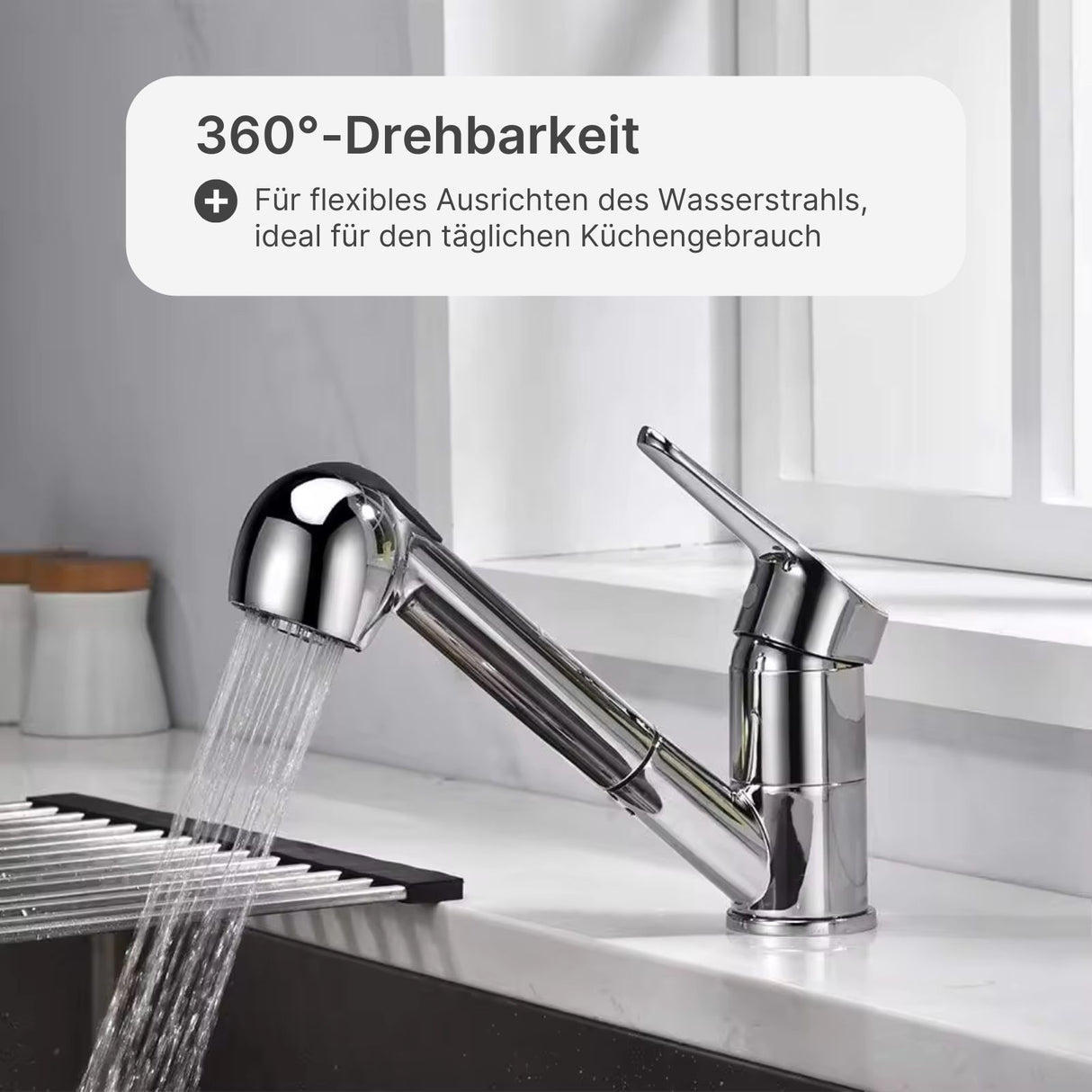 Küchenarmatur Wasserhahn mit ausziehbarer Brause Mischbatterie