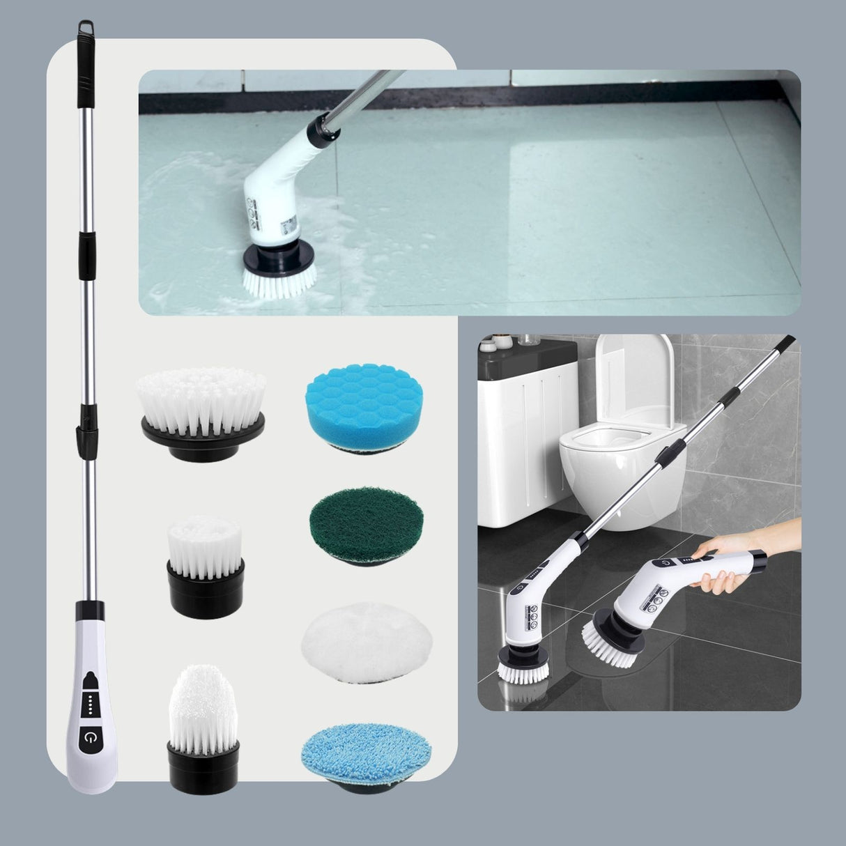 7in1 Elektrische Reinigungsbürste Schrubber Reinigungswerkzeug Bürste Scrubber