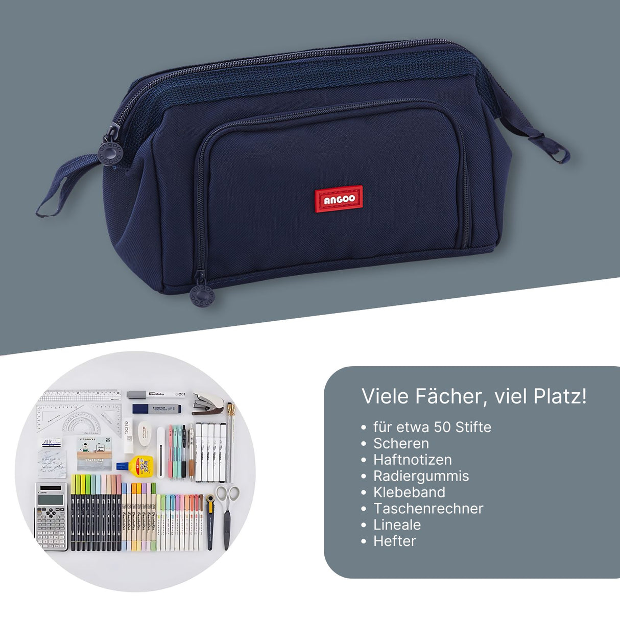 Grosse Federmappe Schlamperetui Stiftetasche Schreibetui Federtasche