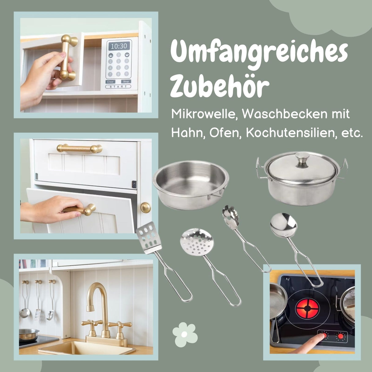 Spielzeugküche aus Holz mit Zubehör Kinderspielzeug Holzspielküche Kinderküche