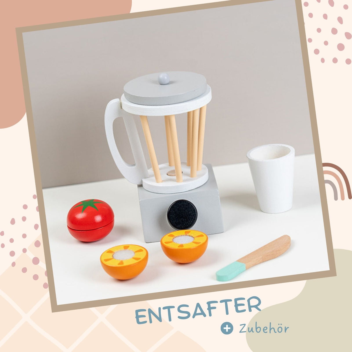 4-teiliges Spielzeug-Küchenmaschinen-Set aus Holz mit Zubehör Küchenspielzeug