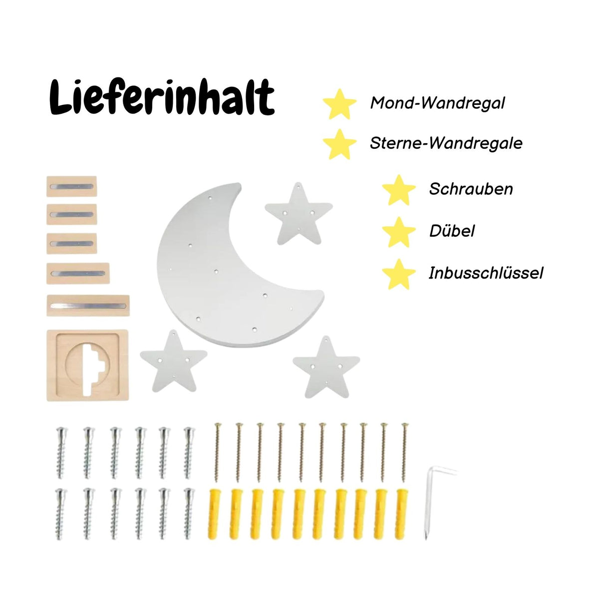 Mond & Sterne-Holzregal für Toniebox und Toniefiguren Spielzeug-Organizer Wandregal