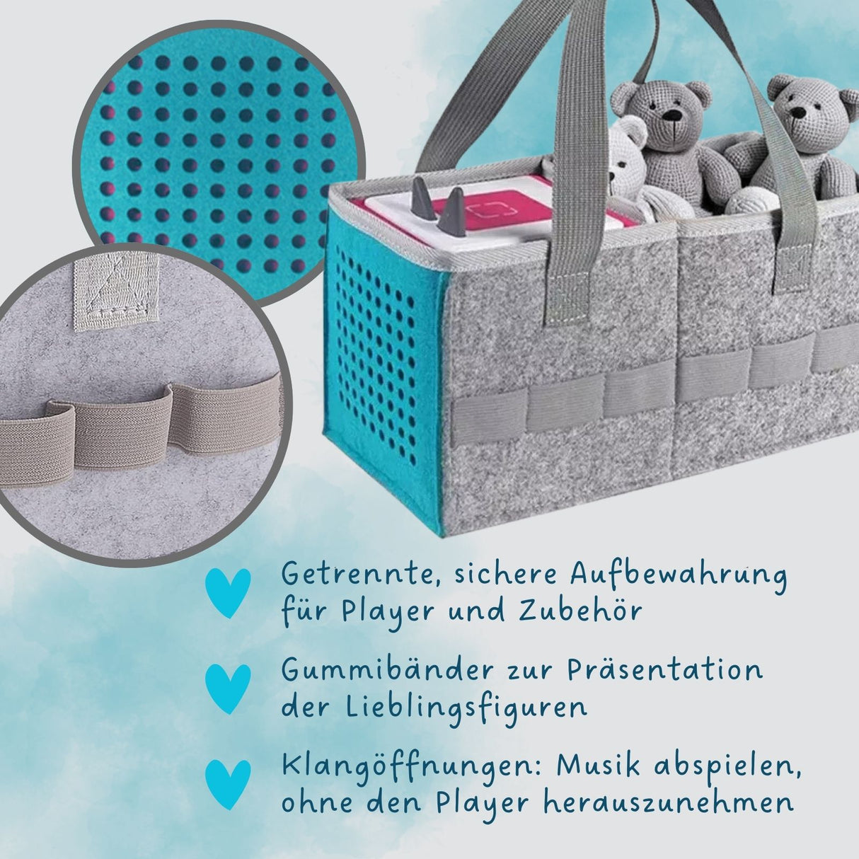 Organizer-Tasche für Hörspiel Aufbewahrungstasche für Hörspielbox und Figuren Türkis
