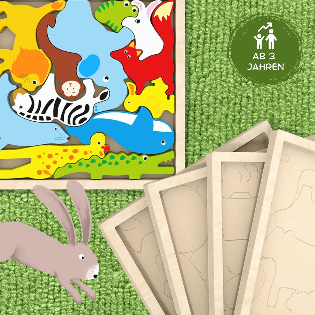 Tierpuzzle für Kleinkinder Holz-Puzzle Bildungsspielzeug