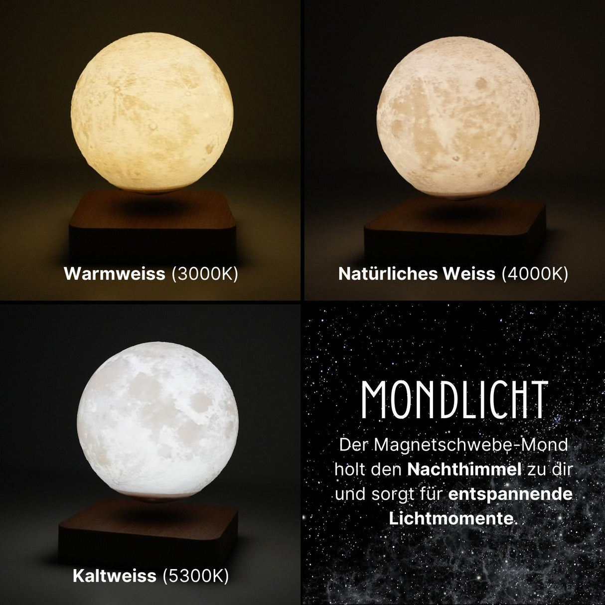 Magnetschwebe-Mond Nachtlicht Nachttischlampe Mondlampe Stimmungslicht
