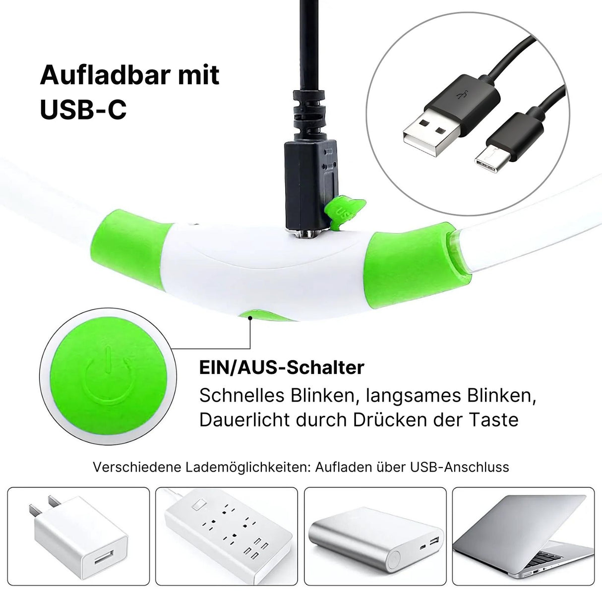 LED-Hundehalsband Sicherheits-Hundehalsband Leuchthalsband Schlauchhalsband