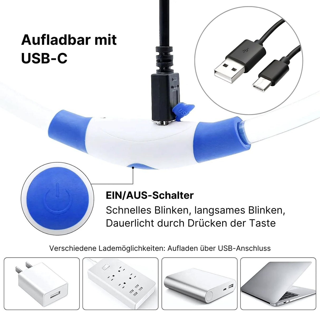 LED-Sicherheits-Hundehalsband Hundehalsband Leuchthalsband Schlauchhalsband