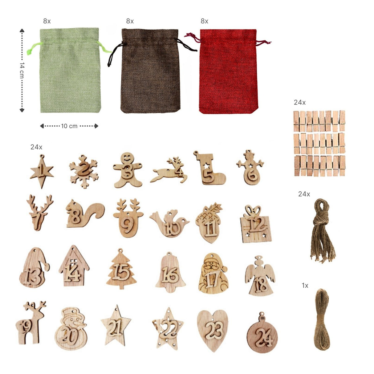 Do-It-Yourself-Adventskalender Weihnachtskalender zum Befüllen Jutebeutel