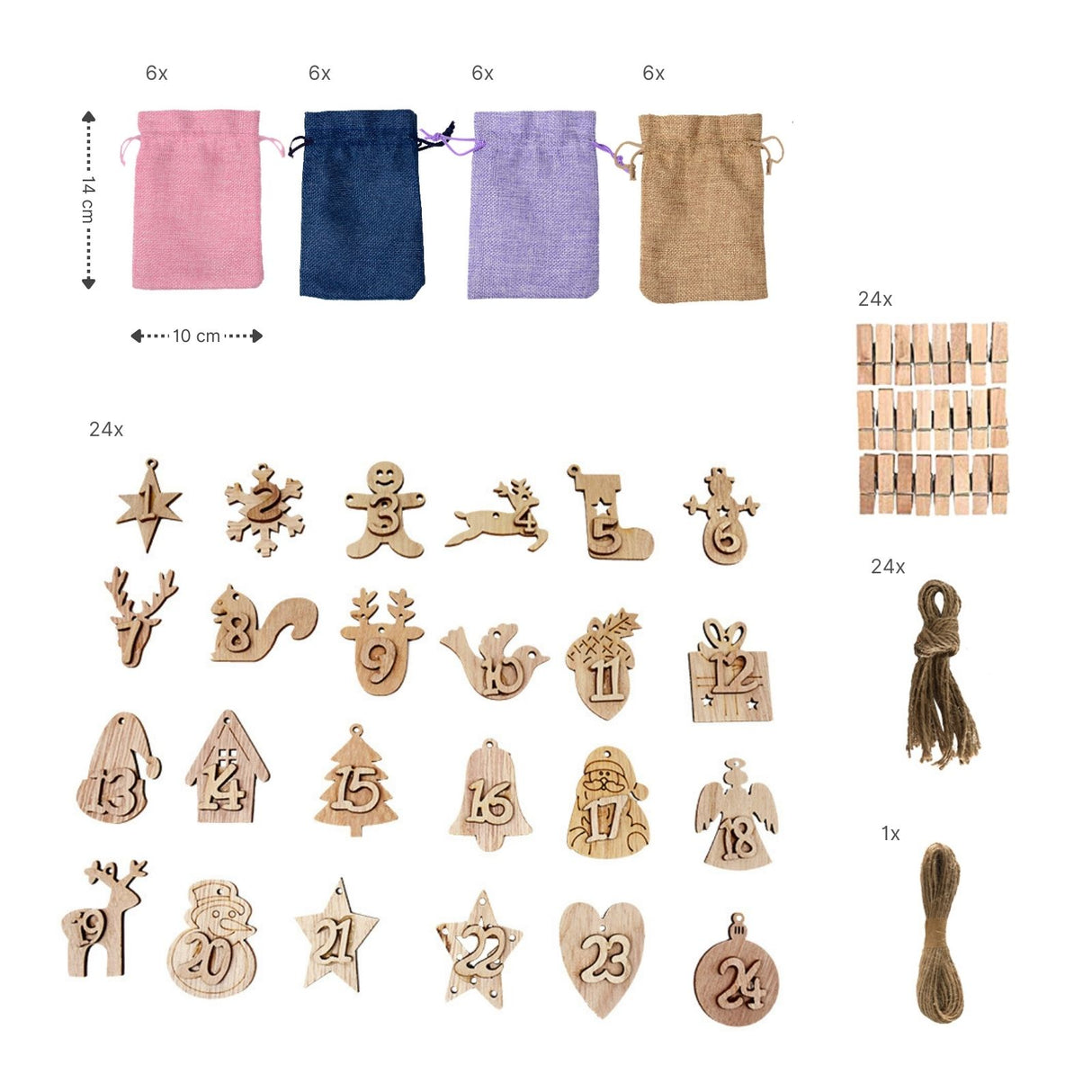 Do-It-Yourself-Adventskalender Überraschungskalender befüllbar Jutebeutel