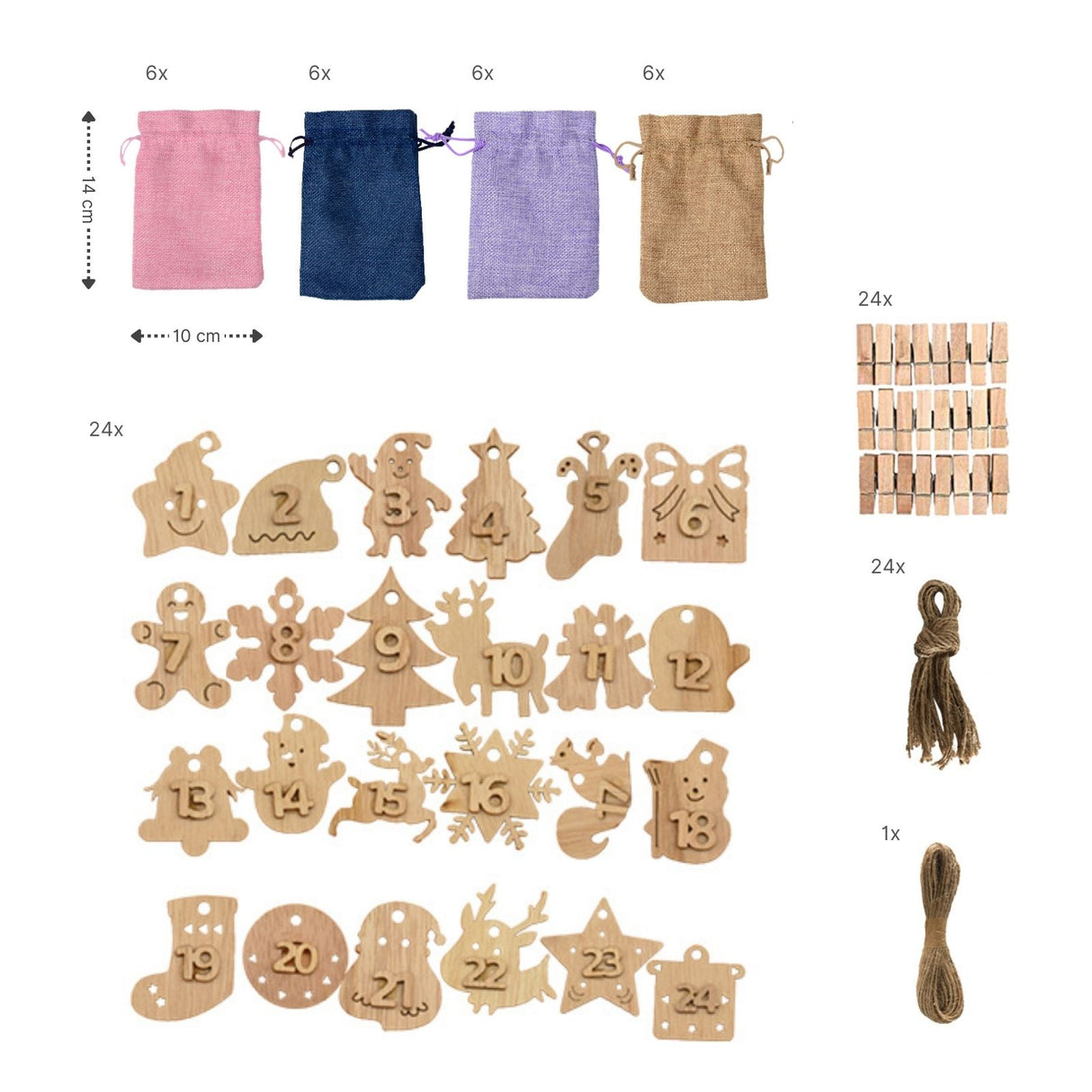 Überraschungskalender Do-It-Yourself-Adventskalender Jutebeutel befüllbar