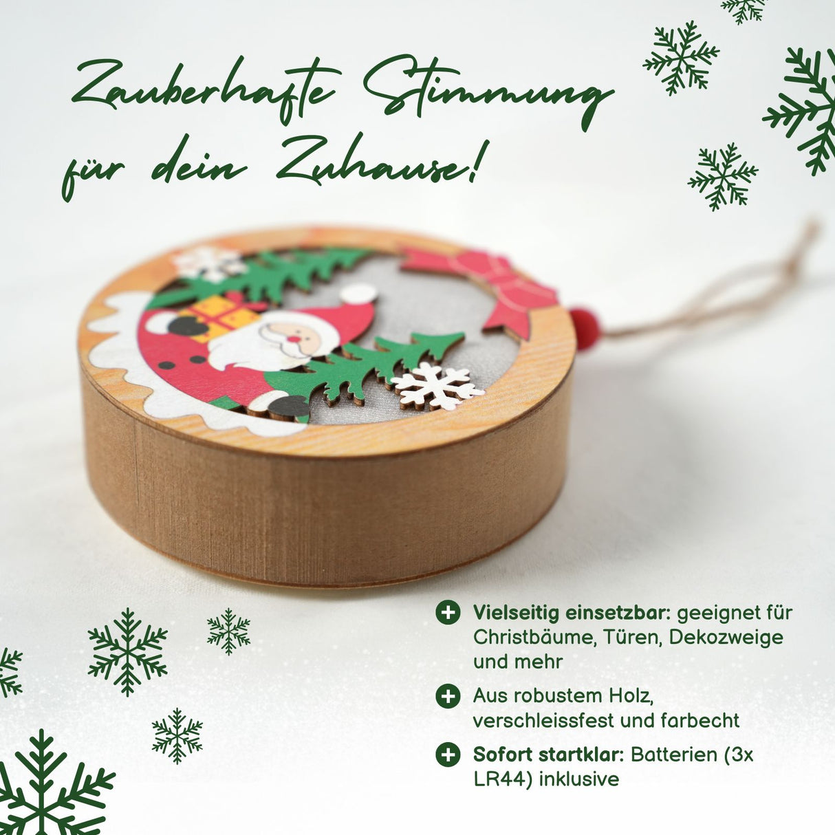 LED-Weihnachtsdekoration Weihnachtsschmuck Weihnachtsbaum-Anhänger Holzdeko