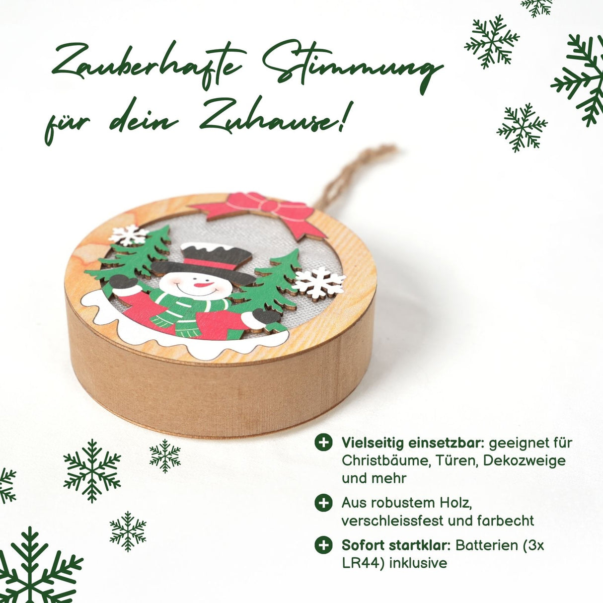 LED-Weihnachtsschmuck Weihnachtsdekoration Weihnachtsbaum-Anhänger Holzdeko