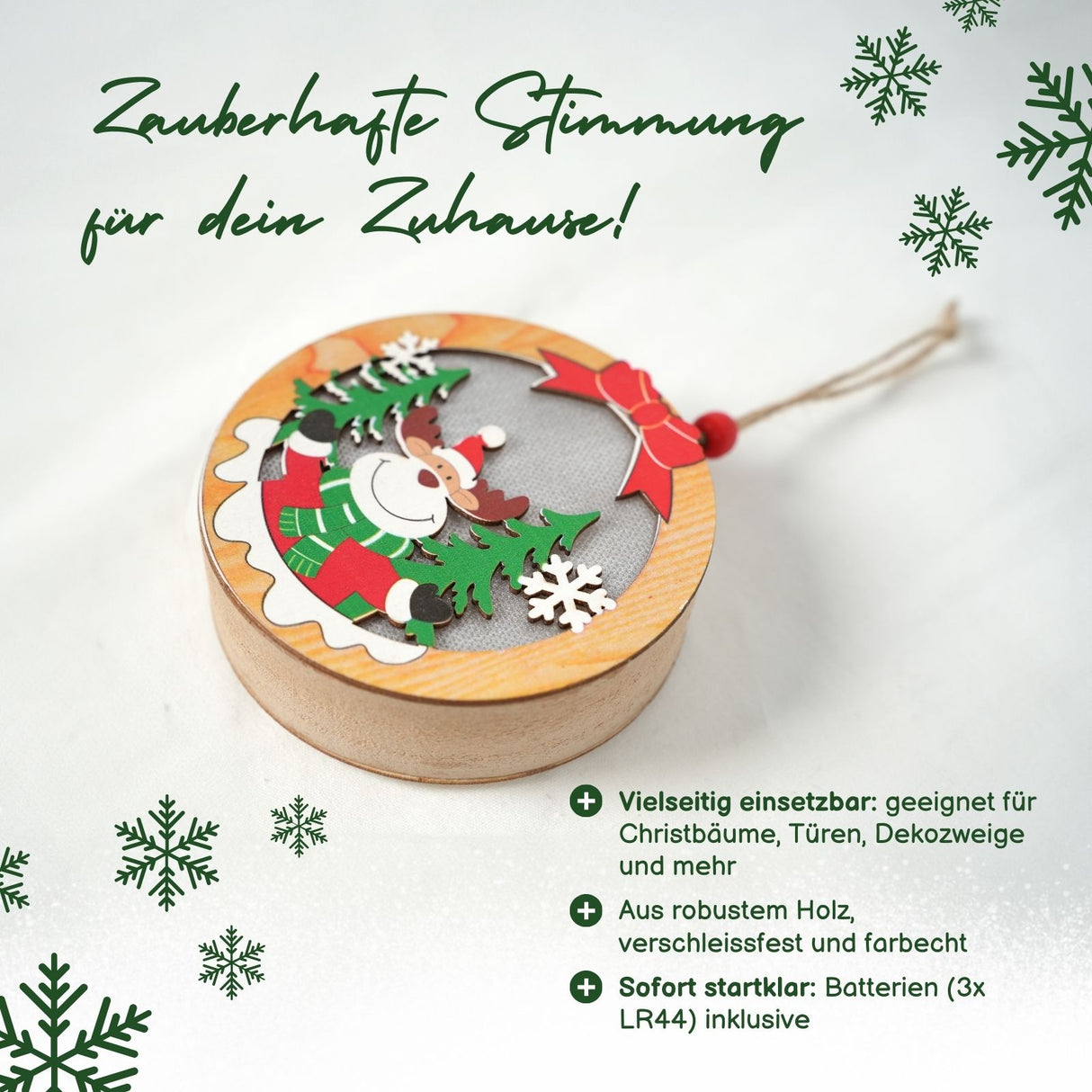 LED-Weihnachtsbaum-Anhänger Weihnachtsschmuck Weihnachtsdekoration Holzdeko