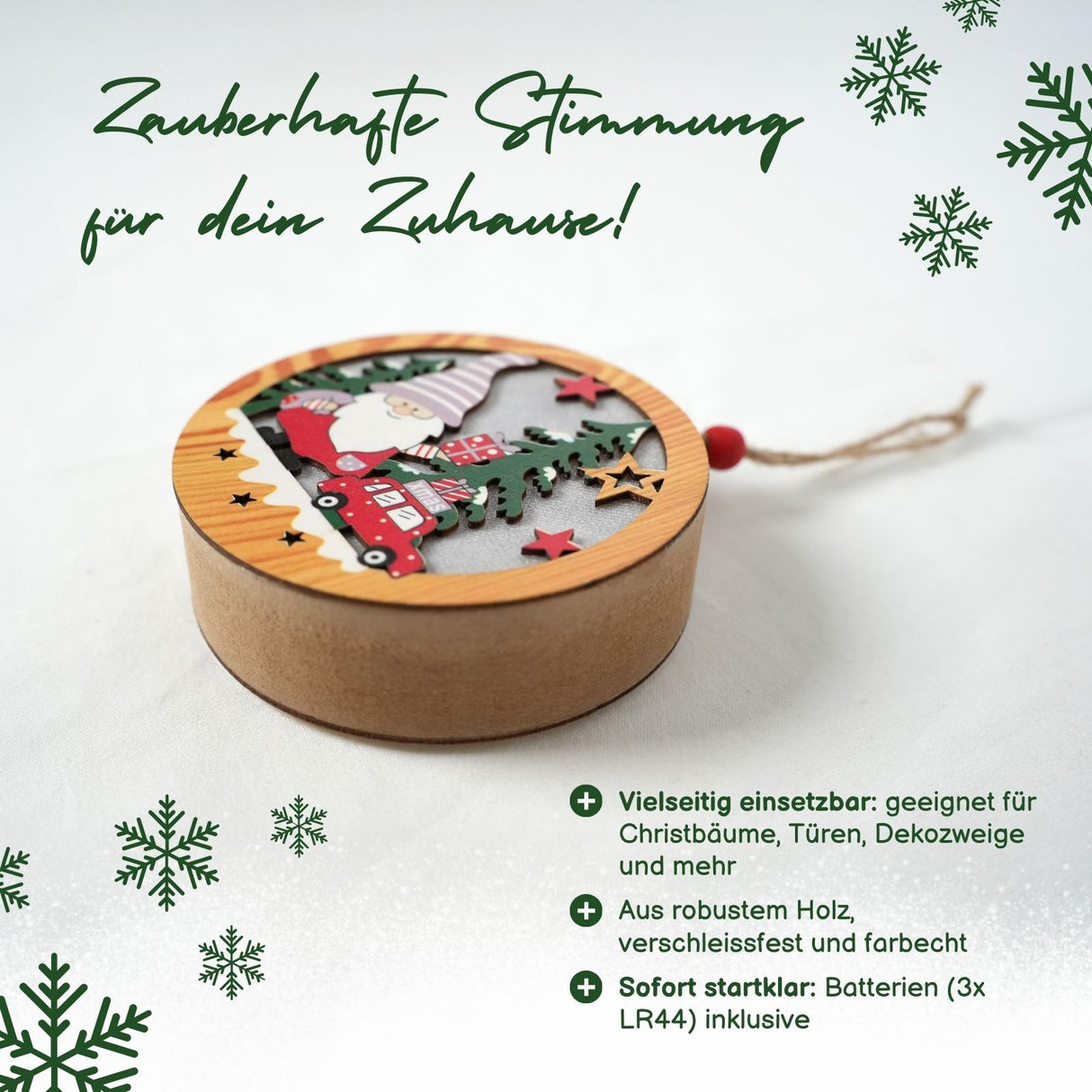 LED-Holzdeko Weihnachtsbaum-Anhänger Weihnachtsschmuck Weihnachtsdekoration