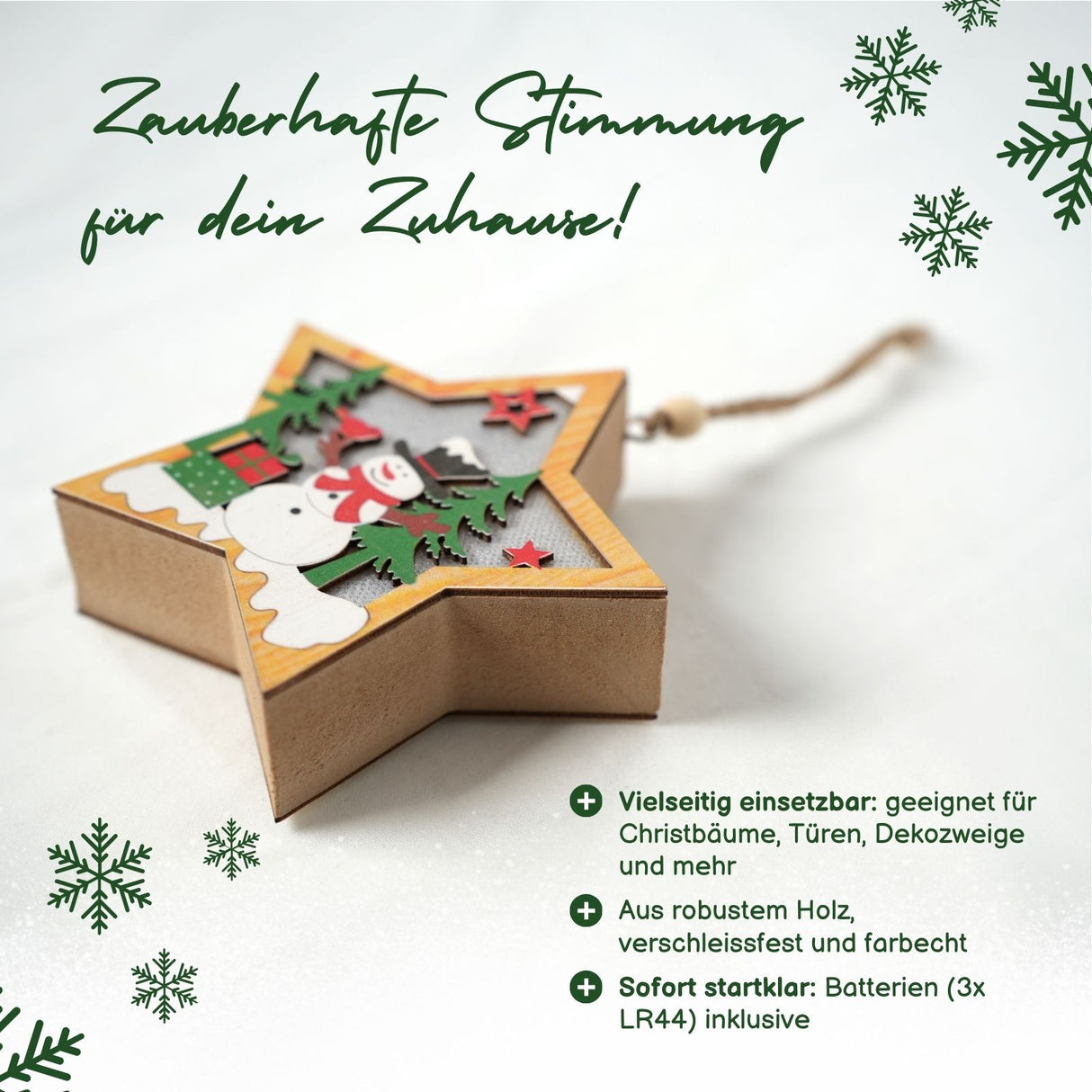 LED-Weihnachtsbaum-Anhänger Weihnachtsschmuck Holzdeko Weihnachtsdekoration
