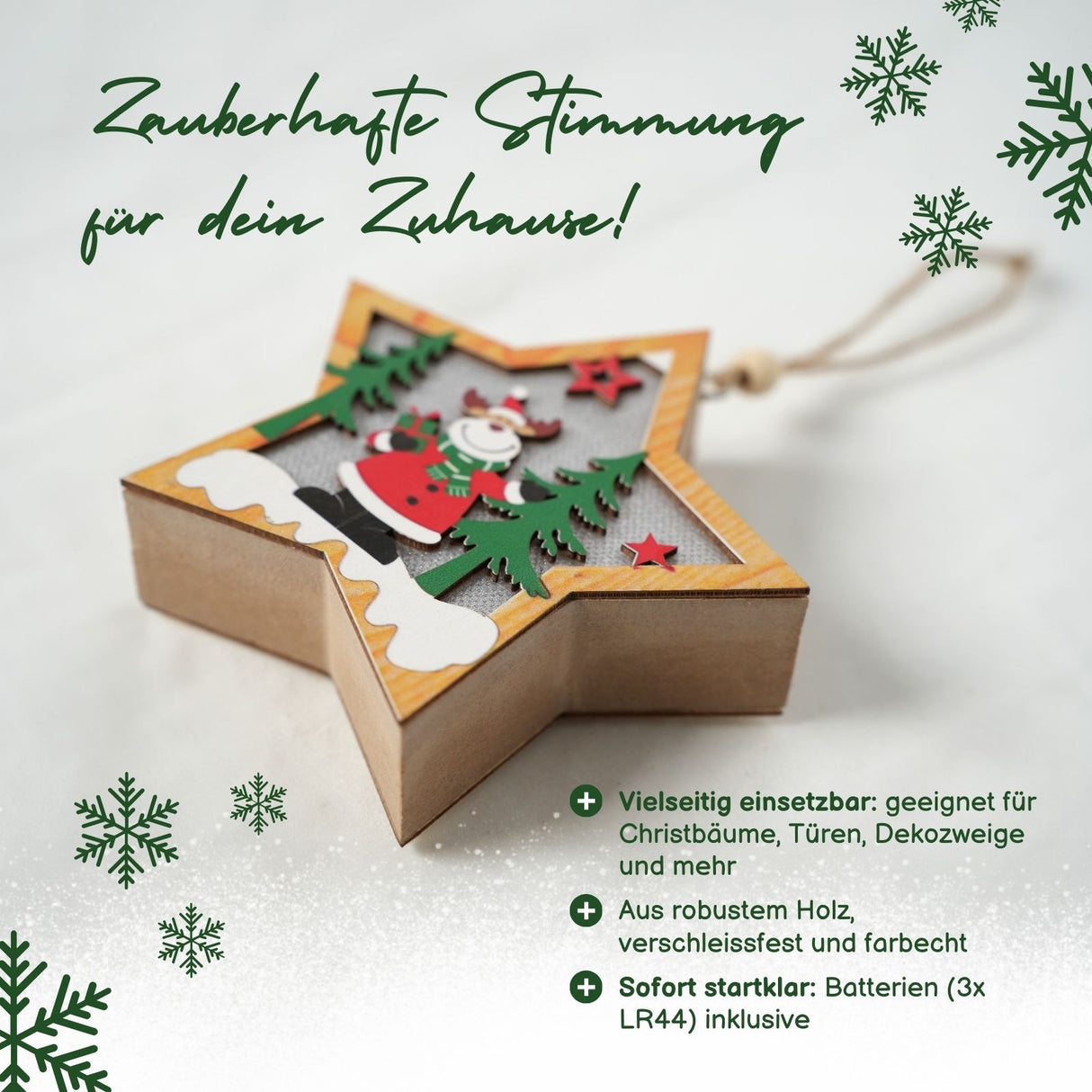 LED-Weihnachtsdekoration Weihnachtsbaum-Anhänger Weihnachtsschmuck Holzdeko
