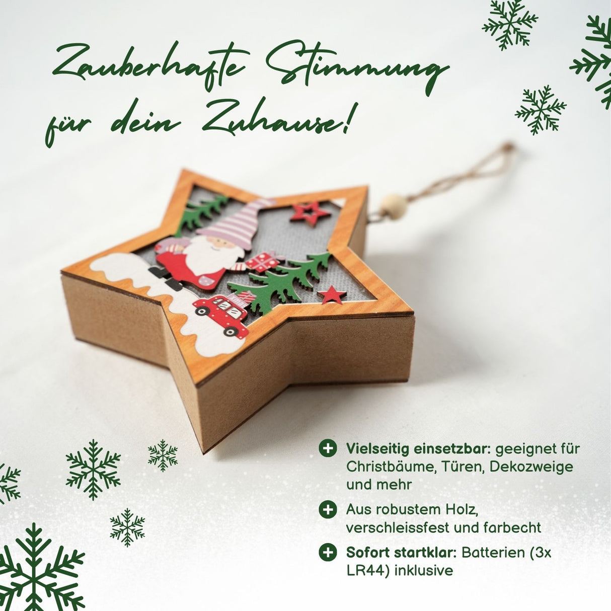 LED-Weihnachtsdekoration Holzdeko Weihnachtsbaum-Anhänger Weihnachtsschmuck