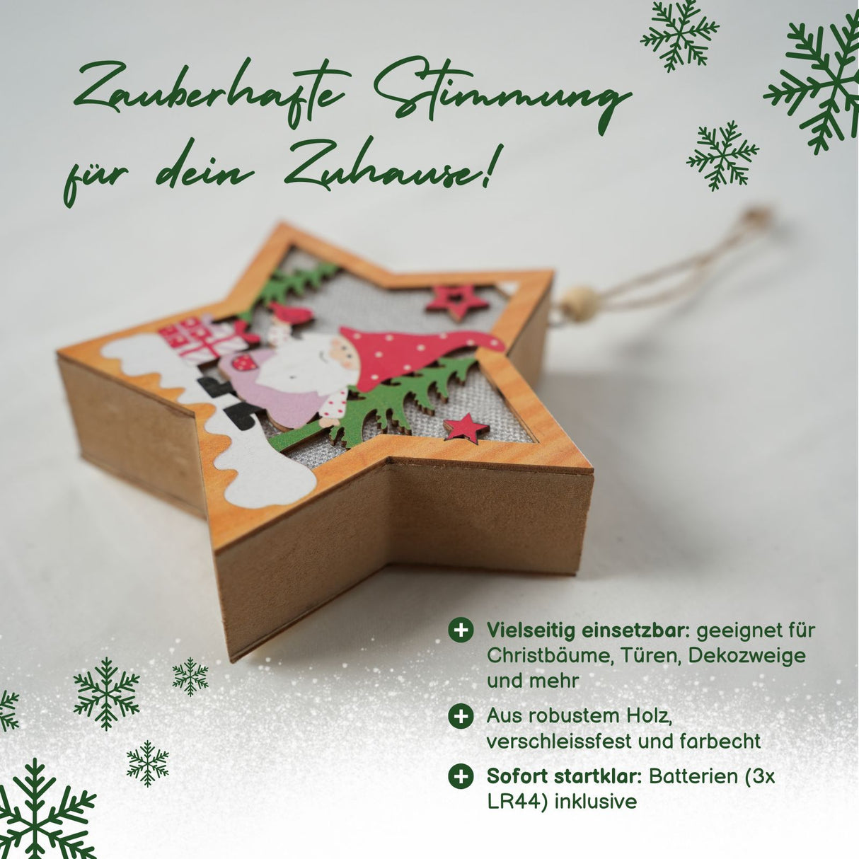 LED-Weihnachtsschmuck Weihnachtsbaum-Anhänger Holzdeko Weihnachtsdekoration