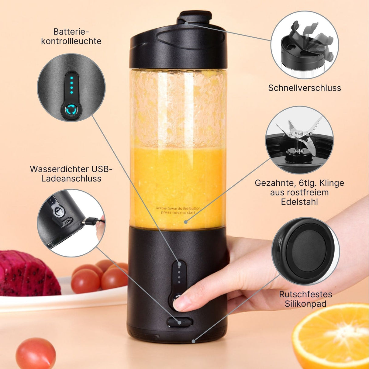 Portabler Mixer Entsafter Smoothie Maker Blender Standmixer Mixer To Go