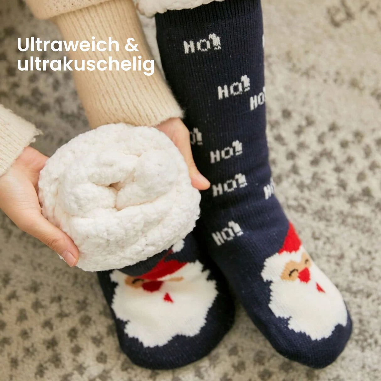 Weihnachtssocken Gr. 42-47 Wintersocken Fuzzy-Socken Kuschelsocken