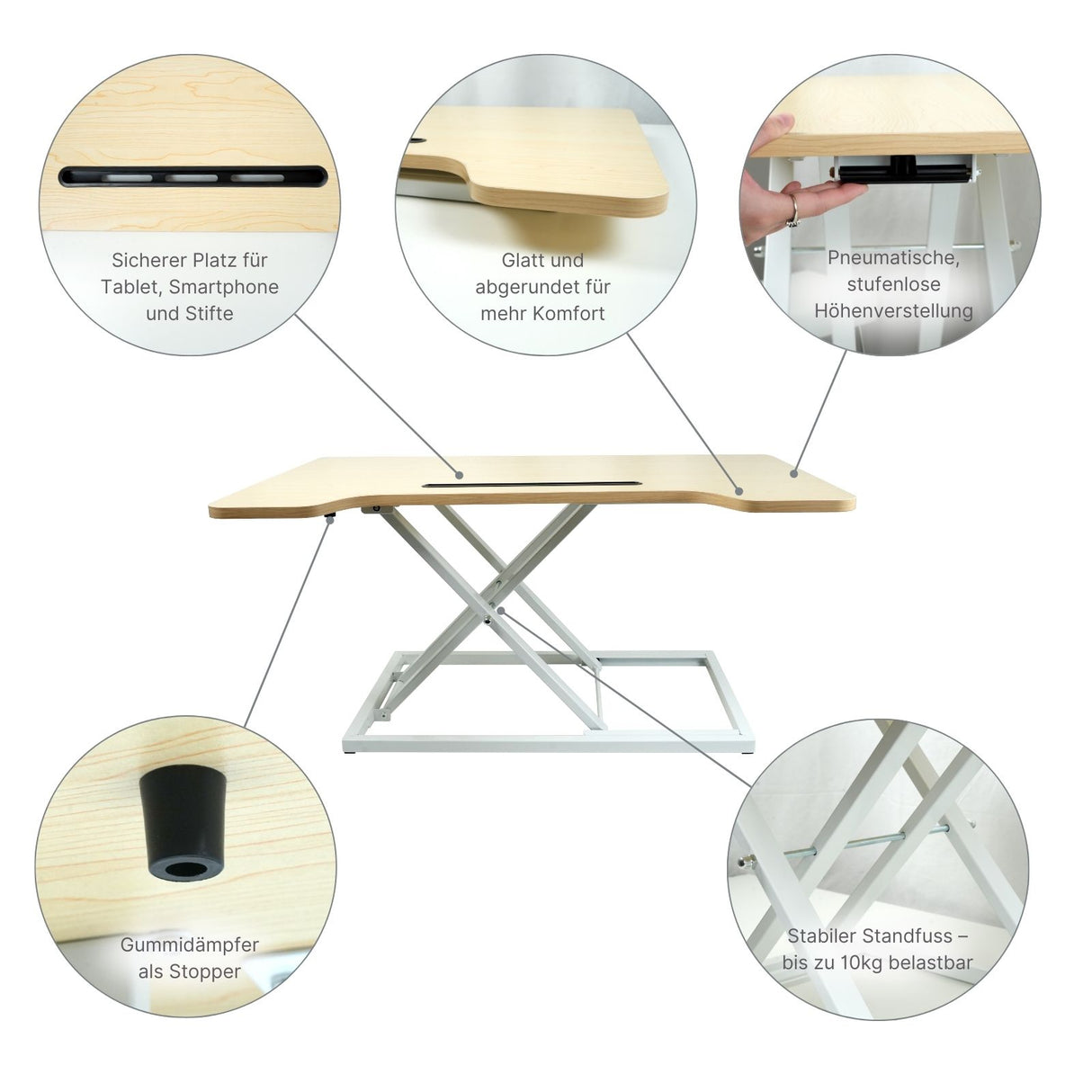 Notebook Schreibtisch pneumatischer Aufsatz Hubtisch Office Desk Bürotisch Arbeitstisch