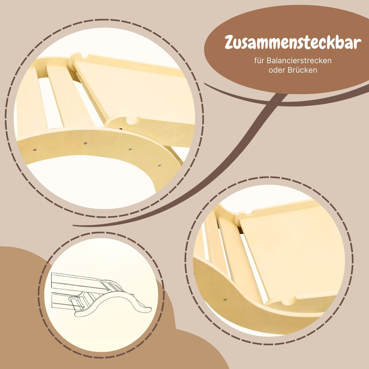 3-tlg. Holzklettergerüst Indoor-Kletterdreieck Schaukel Kletterbogen