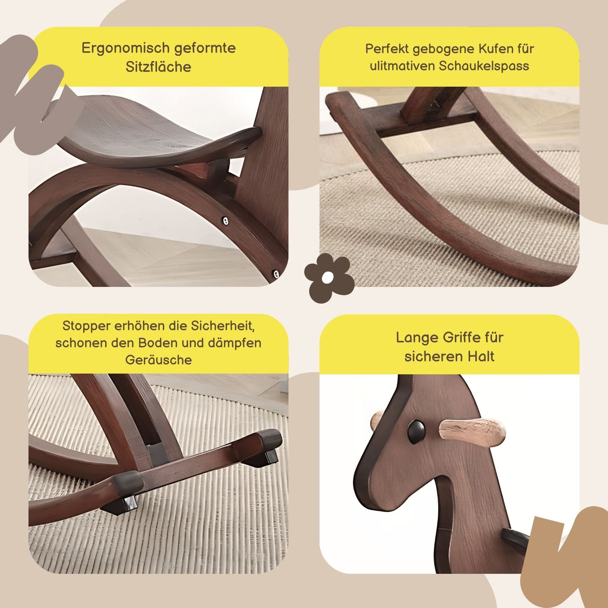 Spielzeugpferd Kinderspielzeug Schaukelpferd Holzpferd Holzspielzeug