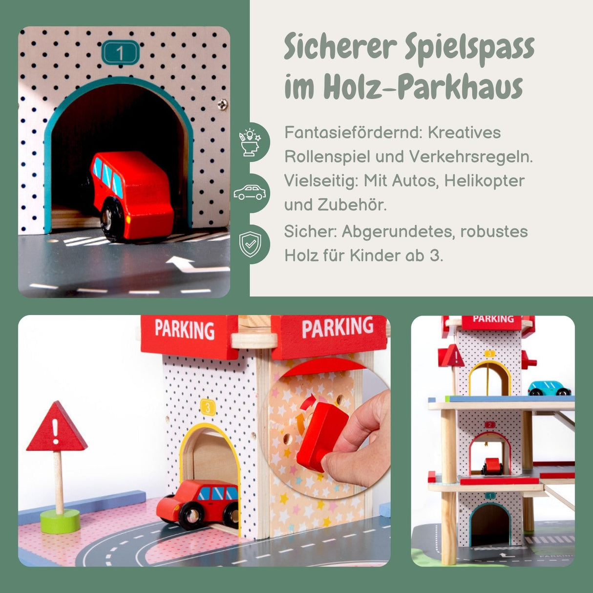 Holz-Parkhaus für Kinder Spielzeug Parkgarage Kinderspielzeug Spielgarage