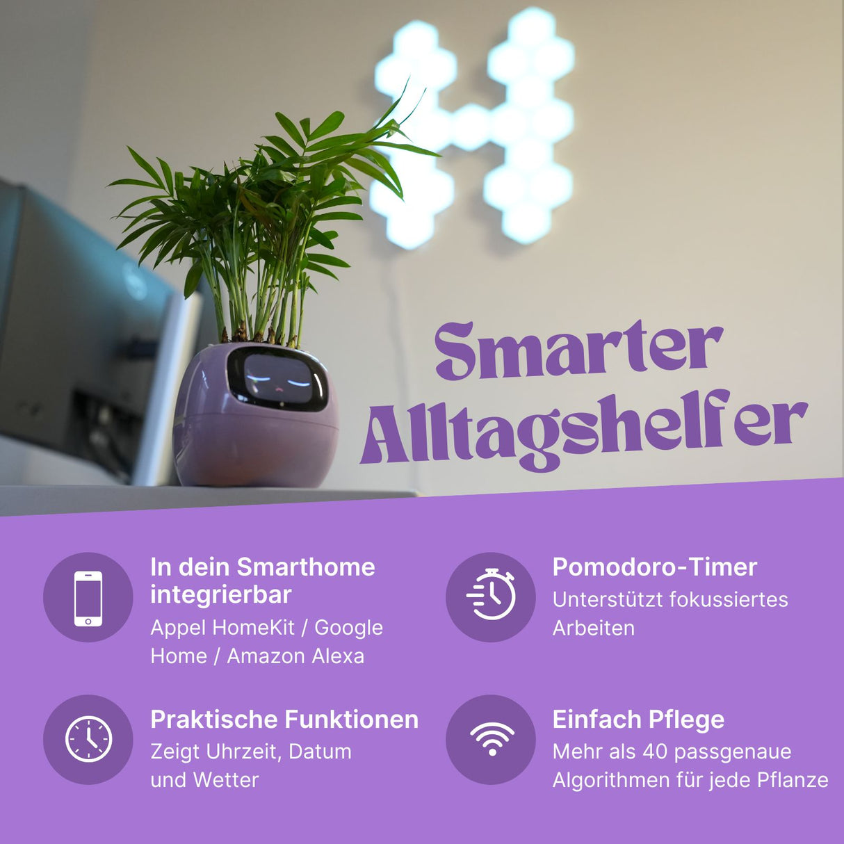 Ivy Smart Planter Smarter Blumentopf Elektronischer Blumentopf Smart Plant Pot USB-Pflanzenübertopf