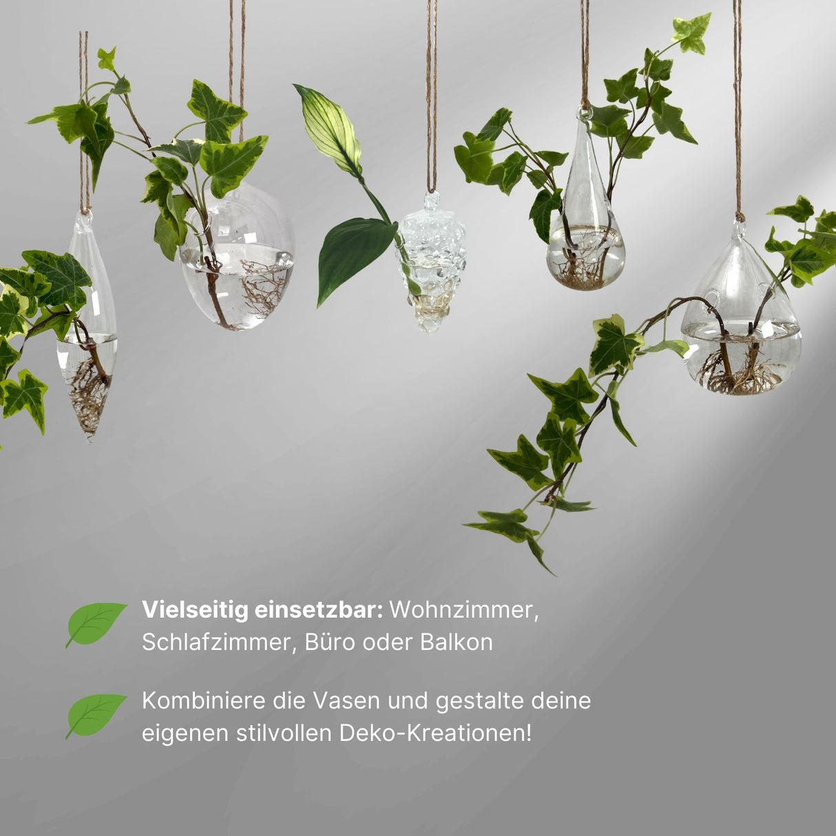Hängende Glasvase Tropfenform Blumenvase Vase Dekoration