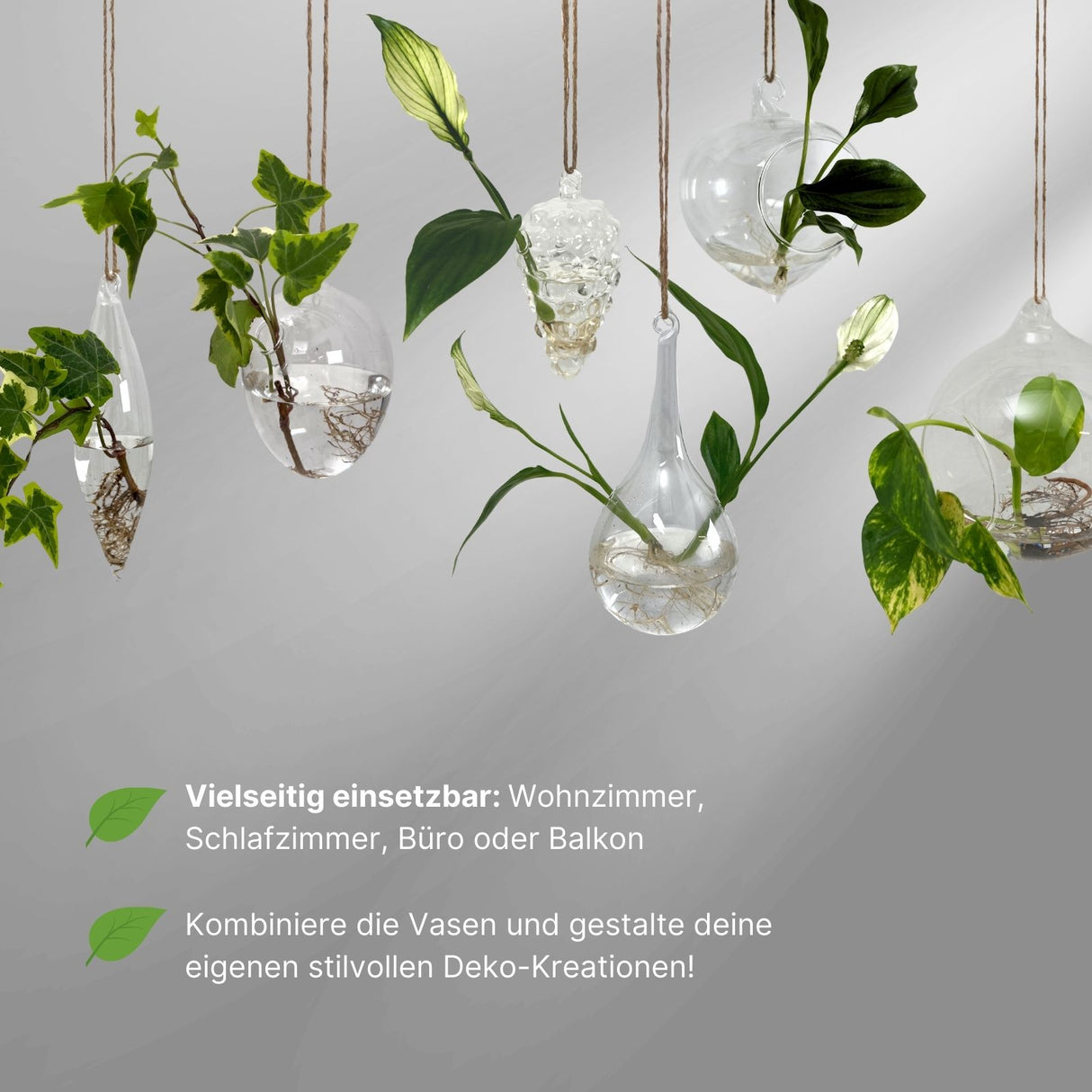 Hängende Glasvase Eiform Blumenvase Vase Dekoration