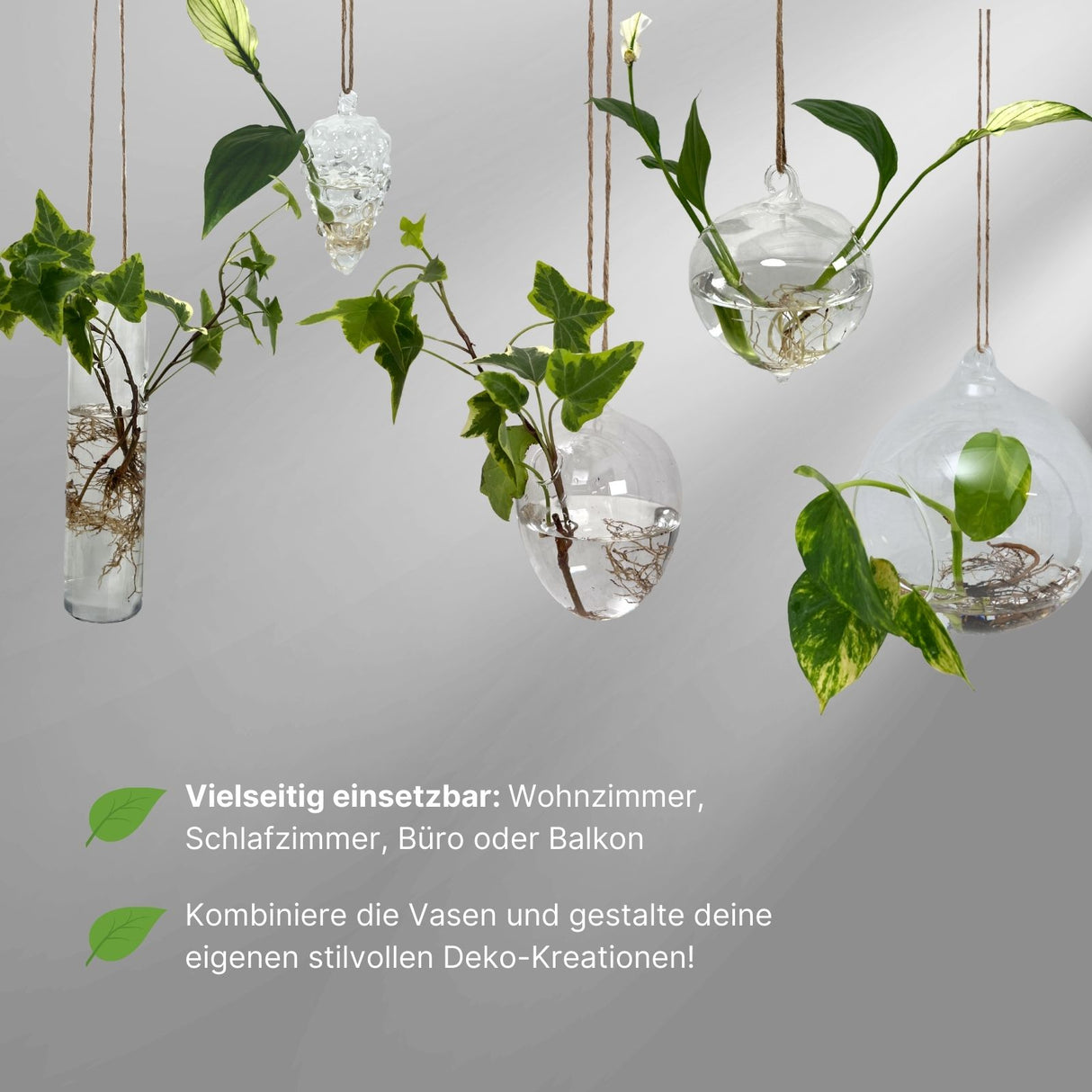 Hängende Glasvase Zwiebelform Blumenvase Vase Dekoration