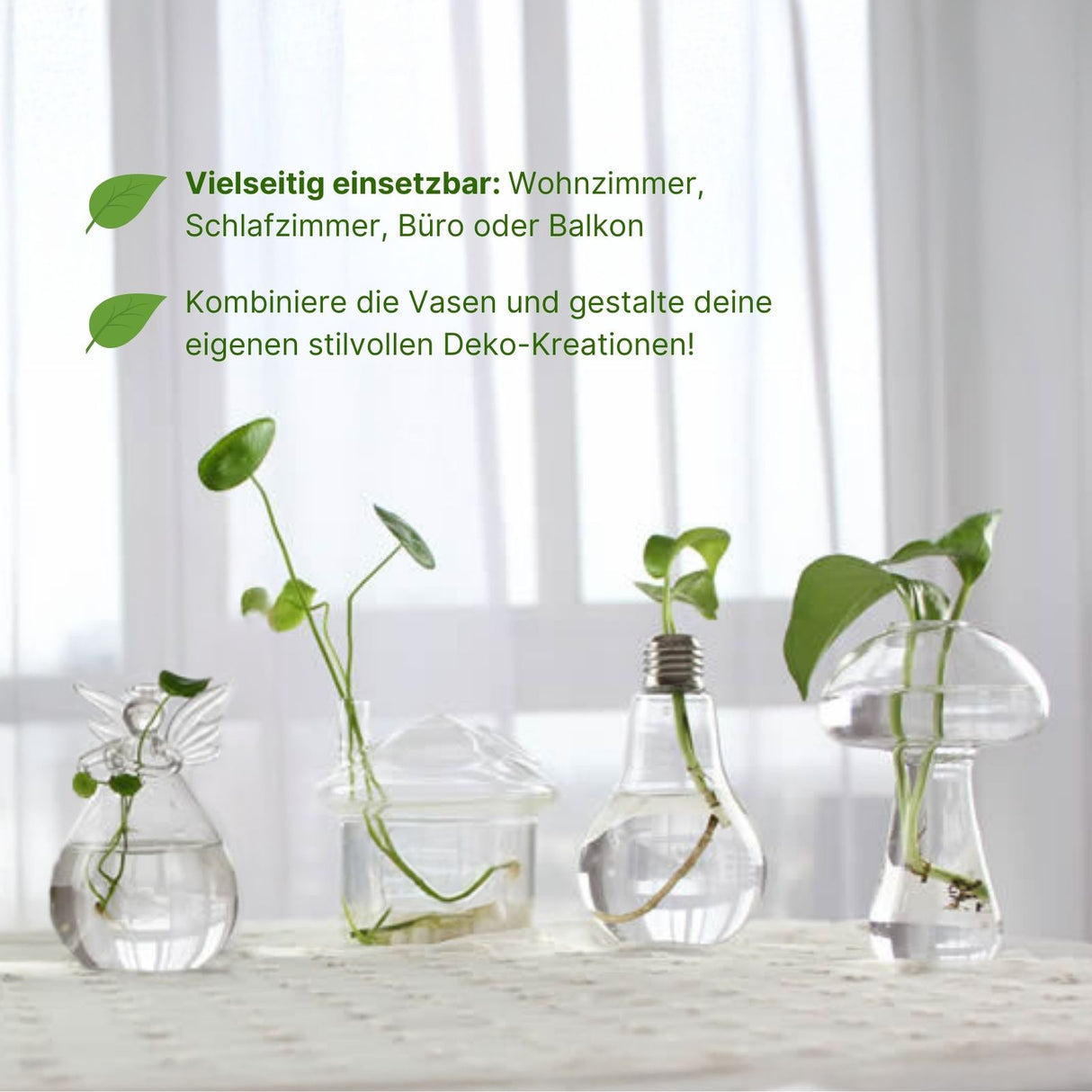 Stehende Glasvase Pilzform Blumenvase Vase Dekoration