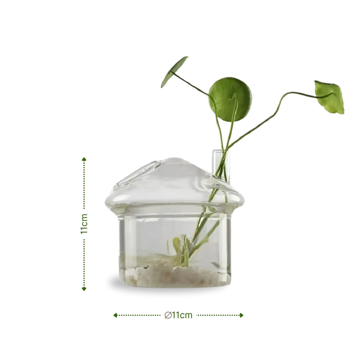 Stehende Glasvase Pilzhausform Blumenvase Vase Dekoration