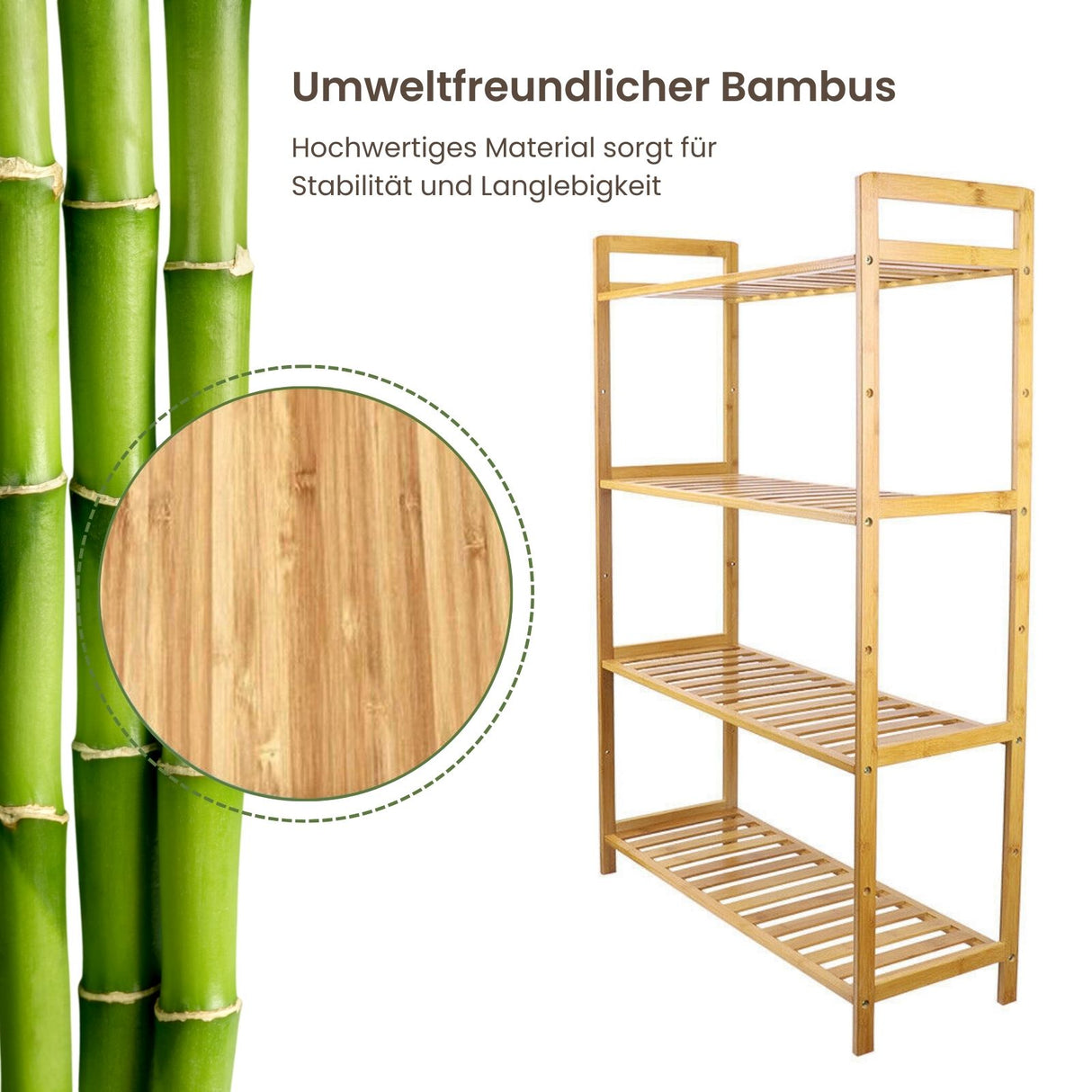 Bambus-Standregal Regal Bücherregal Aufbewahrungsregal Ablageregal